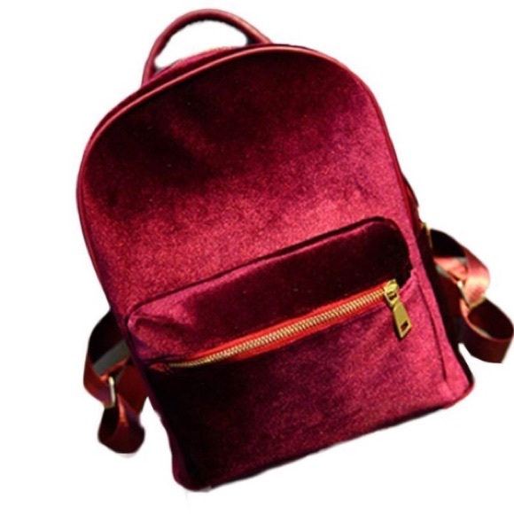 $15❤️New Trendy Deep Ruby Mini Velvet Backpack - Picture 3 of 5